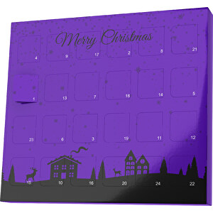 XS Adventskalender Weihnachtsdorf , Brandt, violet / schwarz, Vollkartonhülle, weiss, 1,60cm x 12,00cm x 14,00cm (Länge x Höhe x Breite)