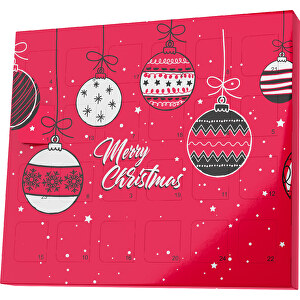 XS Adventskalender Weihnachtskugeln , M&M's, ampelrot / weiss, Vollkartonhülle, weiss, 1,60cm x 12,00cm x 14,00cm (Länge x Höhe x Breite)