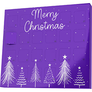 XS Adventskalender Merry Christmas Tanne , Brandt, violet / weiß, Vollkartonhülle, weiß, 1,60cm x 12,00cm x 14,00cm (Länge x Höhe x Breite)