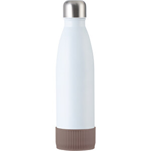 Thermoflasche RETUMBLER MyTOULON , Retumbler, weiß / braun, Edelstahl, Kunststoff, Silikon, 4,30cm x 26,00cm x 7,00cm (Länge x Höhe x Breite)
