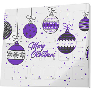 XS Adventskalender Weihnachtskugeln , Brandt, weiss / violet, Vollkartonhülle, weiss, 1,60cm x 12,00cm x 14,00cm (Länge x Höhe x Breite)