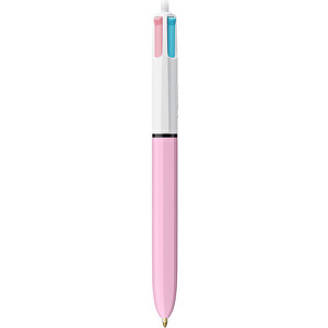 BIC® 4 Colours Fashion Kugelschreiber Siebdruck , BiC, weiss/pastelllila, Kunststoff, 14,40cm x 1,60cm (Länge x Breite)