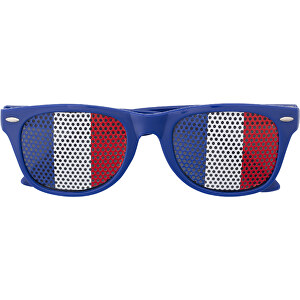 Fan Sonnenbrille Aus Plexiglas Lexi , blau/weiss/rot, Plastik, Papier, Polymeer, 14,30cm x 4,60cm x 14,20cm (Länge x Höhe x Breite)