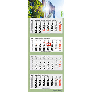 4-Monats Faltkalender 'Quatrus-Light Plus Green' , weiss, Rückwand: 290 g/m² Recycling-Chromokarton, Kalenderblätter: 80 g/m² Matt weiss Recycling-Offset aus 100 % Altpapier, FSC möglich, D, 85,00cm x 33,00cm (Höhe x Breite)