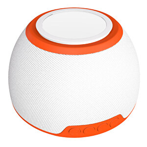 EnergizePro - Kabelloser Lautsprecher Mit 15W, Schnellladefunktion Und LED , weiß / orange, Gummierter Kunststoff Textil, 104,00cm x 104,00cm (Länge x Breite)