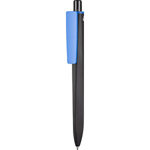 Kugelschreiber RIDGE RECYCLED SOFT , Ritter-Pen, schwarz/blau, ABS u. Metall, 14,10cm (Länge)