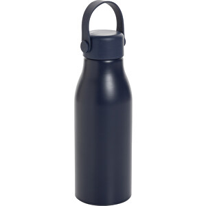 Pluto Flasche Aus RCS-zertifiziert Recyceltem Alu 680ml, Navy Blau , navy blau, Aluminium - recycelt,PP, 21,30cm x 7,30cm x 7,30cm (Länge x Höhe x Breite)