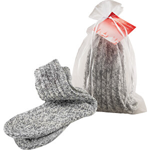 Mollig Socks Im Organzasäckchen , rot, Stoff, Wolle, Papier, 19,00cm x 26,00cm x 6,00cm (Länge x Höhe x Breite)