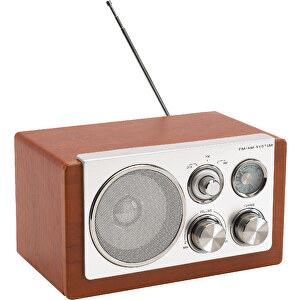AM/ FM-Radio CLASSIC , braun, silber, Kunststoff / Holz, 22,50cm x 13,00cm x 15,50cm (Länge x Höhe x Breite)