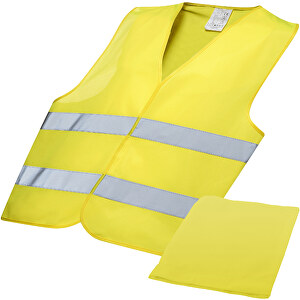 Professionelle Warnweste In Hülle , gelb, Polyester, 20,00cm x 3,30cm x 14,00cm (Länge x Höhe x Breite)