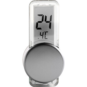 Thermometer Point , silber, ABS, Acryl, LCD, 6,50cm x 1,70cm x 3,00cm (Länge x Höhe x Breite)