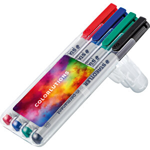 STAEDTLER Lumocolor Non-permanent B, Box Mit 4 Stiften , Staedtler, transparent, Kunststoff, 14,80cm x 1,50cm x 5,10cm (Länge x Höhe x Breite)