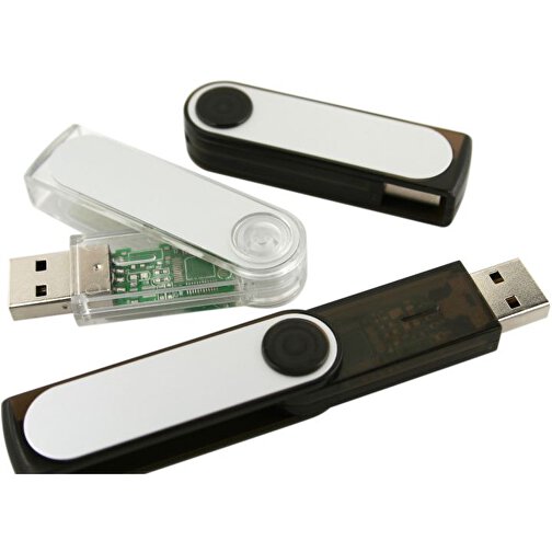 USB-Stick SWING II 8GB , Promo Effects MB , schwarz / transparent MB , 8 GB , Kunststoff/Aluminium MB , 3 - 10 MB/s MB , 5,90cm x 1,10cm x 1,65cm (Länge x Höhe x Breite), Bild 3
