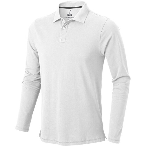 Oakville Langarm Poloshirt Für Herren , weiß, Piqué Strick 100% BCI Baumwolle, 200 g/m2, XL, , Bild 1