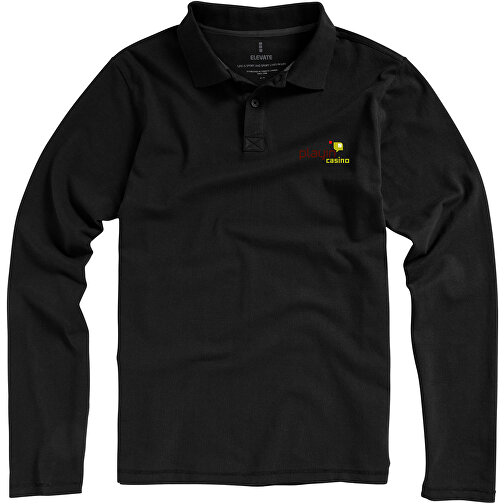Oakville Langarm Poloshirt Für Herren , schwarz, Piqué Strick 100% BCI Baumwolle, 200 g/m2, S, , Bild 2