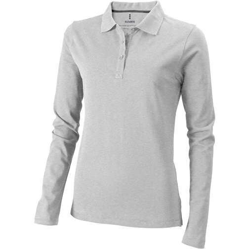 Oakville Langarm Poloshirt Für Damen , grau meliert, Piqué Strick 90% Baumwolle, 10% Viskose, 200 g/m2, S, , Bild 1