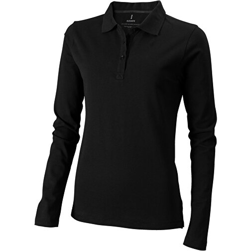Oakville Langarm Poloshirt Für Damen , schwarz, Piqué Strick 100% BCI Baumwolle, 200 g/m2, XS, , Bild 1