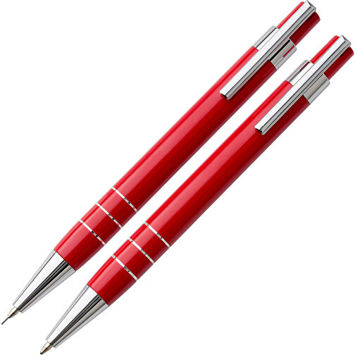 Schreibset Mercador , rot, ABS, Aluminium, PU, PVC, 15,00cm x 2,50cm x 4,50cm (Länge x Höhe x Breite), Bild 2