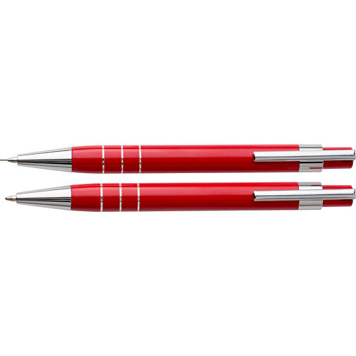 Schreibset Mercador , rot, ABS, Aluminium, PU, PVC, 15,00cm x 2,50cm x 4,50cm (Länge x Höhe x Breite), Bild 3