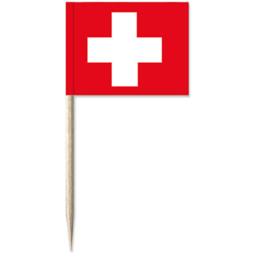 Minifahne 'Schweiz' , Offsetpapier 90g/qm, 8,00cm (Höhe), Bild 1