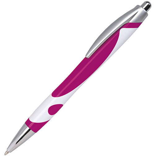 Kugelschreiber MODERN , dunkelmagenta, weiß, Kunststoff, 14,30cm (Länge), Bild 2