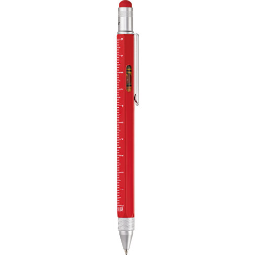 TROIKA Multitasking-Kugelschreiber CONSTRUCTION , Troika, rot, silberfarben, Messing, 15,00cm x 1,30cm x 1,10cm (Länge x Höhe x Breite), Bild 1