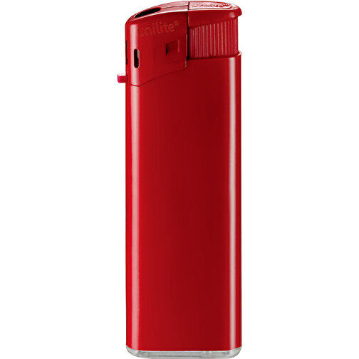 Unilite® U-801 02 Elektronik-Feuerzeug , Unilite, rot, AS/ABS, 2,50cm x 8,20cm x 1,20cm (Länge x Höhe x Breite), Bild 1