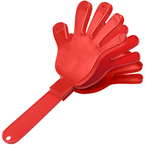 Klapper 'Hand', Einfarbig , standard-rot, Kunststoff, 26,50cm x 2,20cm x 14,20cm (Länge x Höhe x Breite), Bild 1