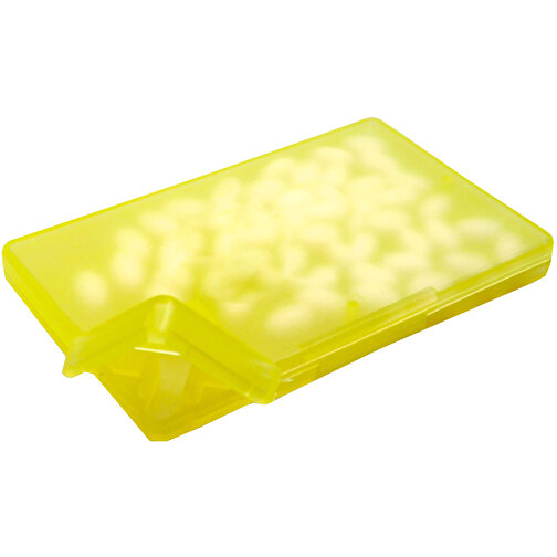 Mint-Spender 'Rechteck' , transparent-gelb, Kunststoff, 8,50cm x 0,80cm x 5,50cm (Länge x Höhe x Breite), Bild 1