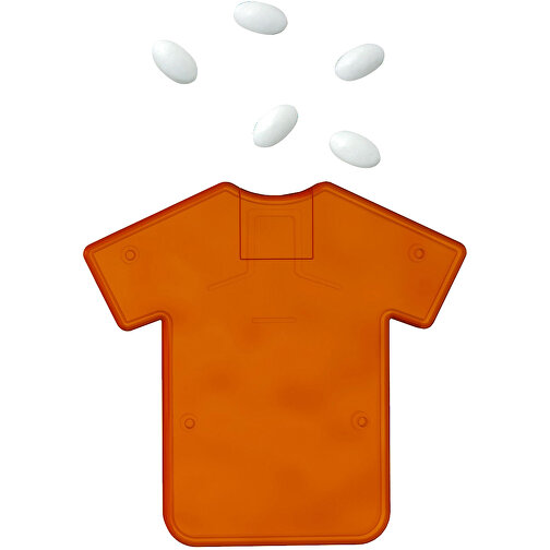 Mint-Spender 'Trikot' , trend-orange PP, Kunststoff, 7,40cm x 0,90cm x 7,00cm (Länge x Höhe x Breite), Bild 1