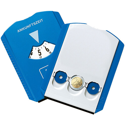 Parkscheibe 'Euro' Mit Chips , blau/weiß/vario, Kunststoff, 15,50cm x 11,90cm x 0,70cm (Länge x Höhe x Breite), Bild 1