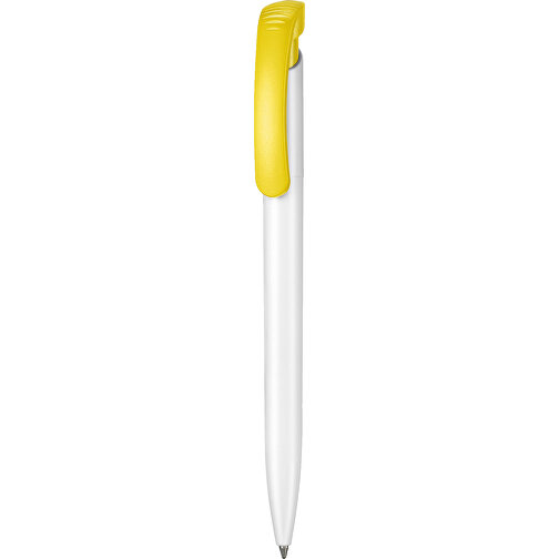 Kugelschreiber CLEAR , Ritter-Pen, zitronen-gelb/weiss, ABS-Kunststoff, 14,80cm (Länge), Bild 1