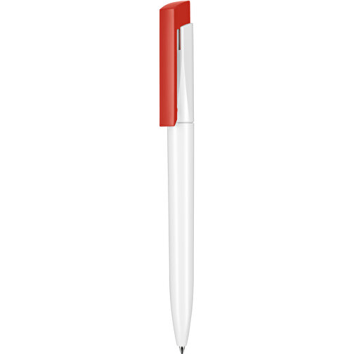 Kugelschreiber FRESH , Ritter-Pen, signalrot/weiß, ABS-Kunststoff, 14,50cm (Länge), Bild 1
