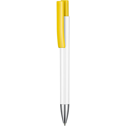 Kugelschreiber STRATOS , Ritter-Pen, zitronen-gelb/weiss, ABS-Kunststoff, 14,50cm (Länge), Bild 1
