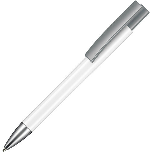 Kugelschreiber STRATOS , Ritter-Pen, steingrau/weiß, ABS-Kunststoff, 14,50cm (Länge), Bild 2