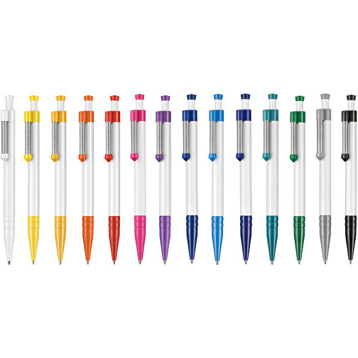 Kugelschreiber SPRING , Ritter-Pen, petrol/weiß, ABS-Kunststoff, 14,10cm (Länge), Bild 4