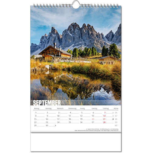 Calendario 'Bergwelten' en formato 24 x 38,5 cm, con encuadernación Wire-O, Imagen 10