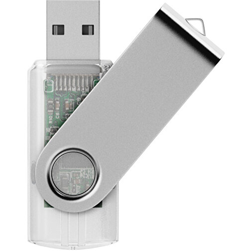 USB-Stick SWING 3.0 8 GB , Promo Effects MB , klar transparent MB , 8 GB , Kunststoff, Metall MB , 10 - 45 MB/s MB , 5,70cm x 1,09cm x 1,90cm (Länge x Höhe x Breite), Bild 1