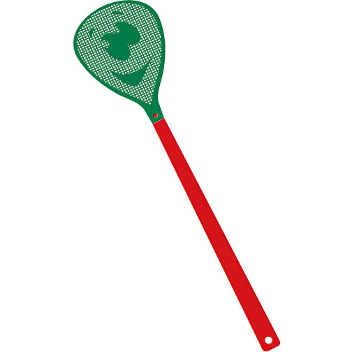 Fliegenklatsche 'Gesicht' , rot, grün, PE+PS, 43,30cm x 0,50cm x 10,30cm (Länge x Höhe x Breite), Bild 1