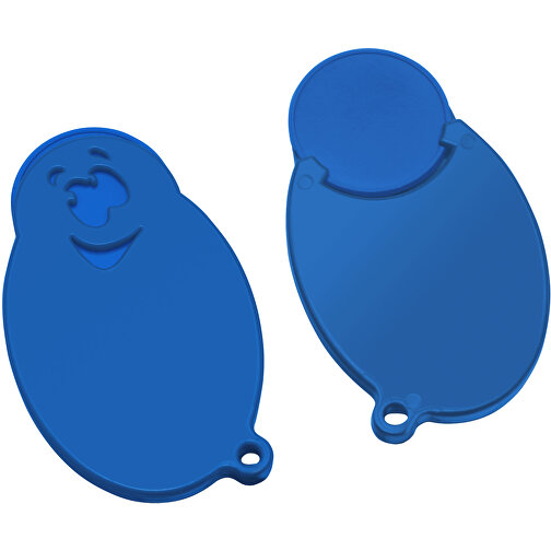 Chiphalter Mit 1€-Chip 'Gesicht' , blau, blau, ABS, 5,90cm x 0,40cm x 3,50cm (Länge x Höhe x Breite), Bild 1