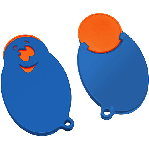 Chiphalter Mit 1€-Chip 'Gesicht' , orange, blau, ABS, 5,90cm x 0,40cm x 3,50cm (Länge x Höhe x Breite), Bild 1
