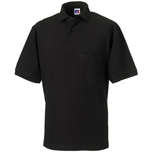 Workwear Pocket Polo , Russell, schwarz, 93% Baumwolle, 7% Polyester, XS, , Bild 1