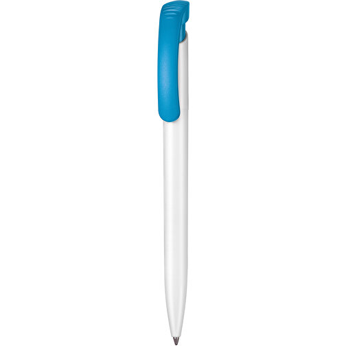 Kugelschreiber CLEAR , Ritter-Pen, himmelblau/weiß, ABS-Kunststoff, 14,80cm (Länge), Bild 1