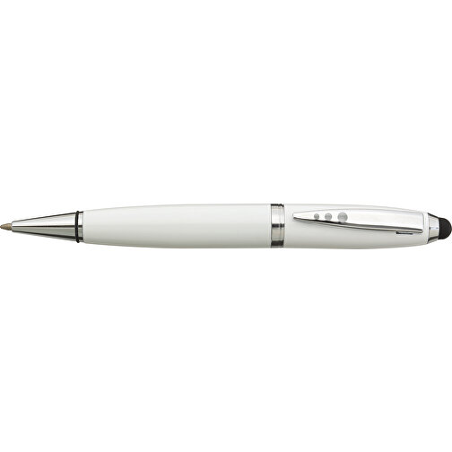 Edelstahl-Kugelschreiber TOUCH DOWN , silber, weiß, Edelstahl, 13,80cm x 1,40cm (Länge x Breite), Bild 3