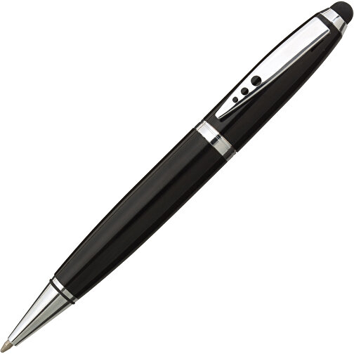 Edelstahl-Kugelschreiber TOUCH DOWN , schwarz, silber, Edelstahl, 13,80cm x 1,40cm (Länge x Breite), Bild 2