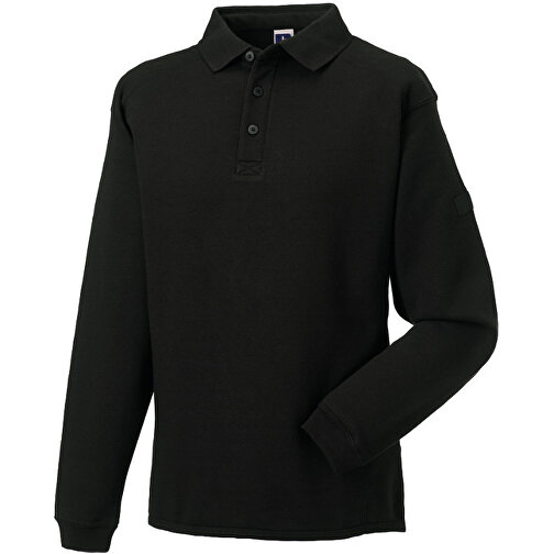 Workwear-Sweatshirt Im Polo-Stil , Russell, schwarz, 80% Baumwolle, 20% Polyester, XS, , Bild 1