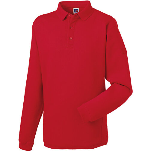 Workwear-Sweatshirt Im Polo-Stil , Russell, rot, 80% Baumwolle, 20% Polyester, L, , Bild 1