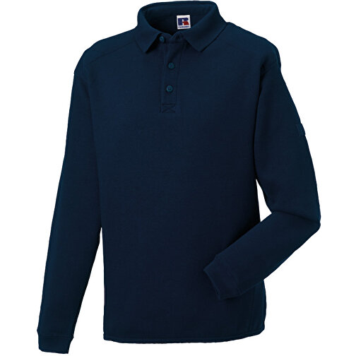 Workwear-Sweatshirt Im Polo-Stil , Russell, navy blau, 80% Baumwolle, 20% Polyester, M, , Bild 1