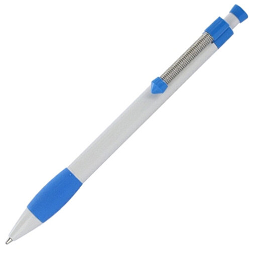 Kugelschreiber Spring Grippy , Ritter-Pen, himmelblau/weiss, ABS-Kunststoff, 14,10cm (Länge), Bild 2