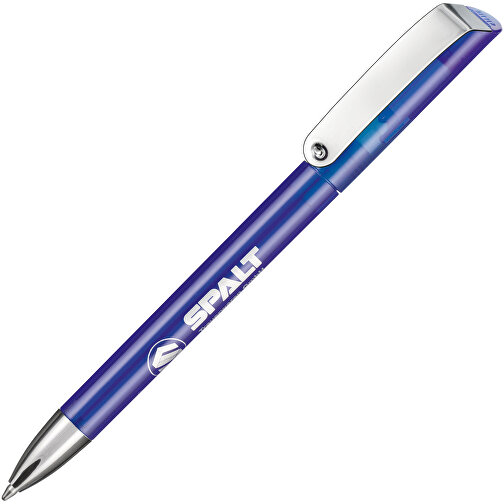 Kugelschreiber GLOSSY TRANSPARENT , Ritter-Pen, blau-transparent, ABS-Kunststoff, 14,20cm (Länge), Bild 2